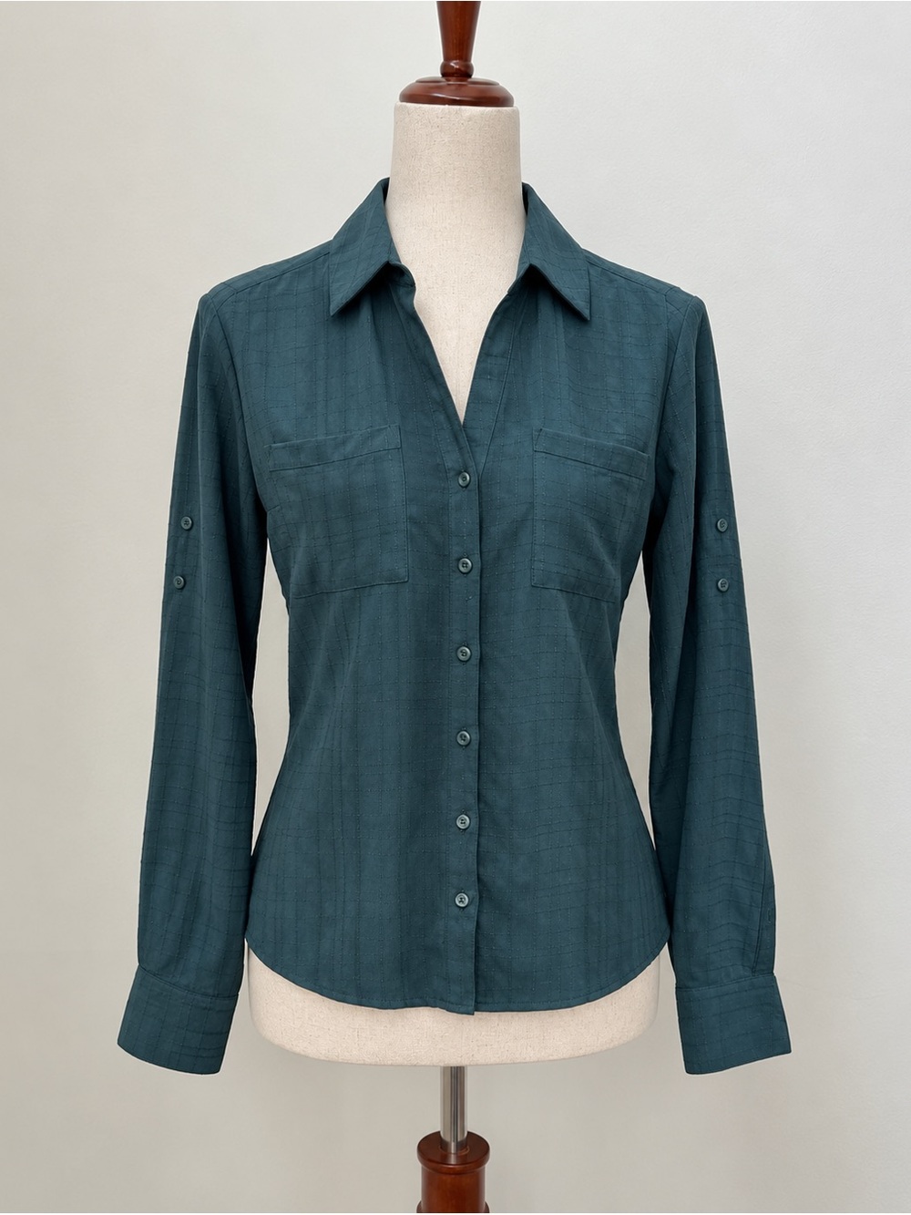 Express The Portofino Slim Shirt Womens XS Button Down, Green